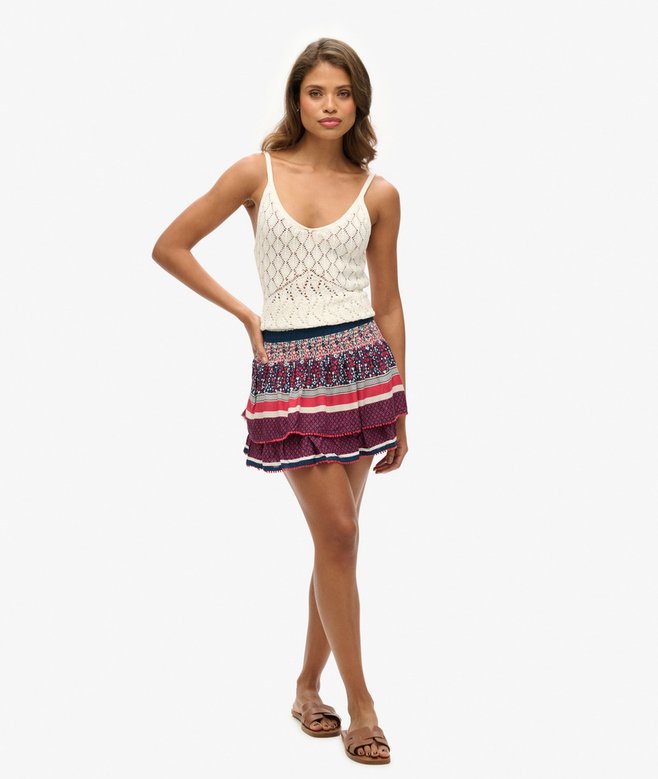 superdry Vintage Tiered Mini Skirt