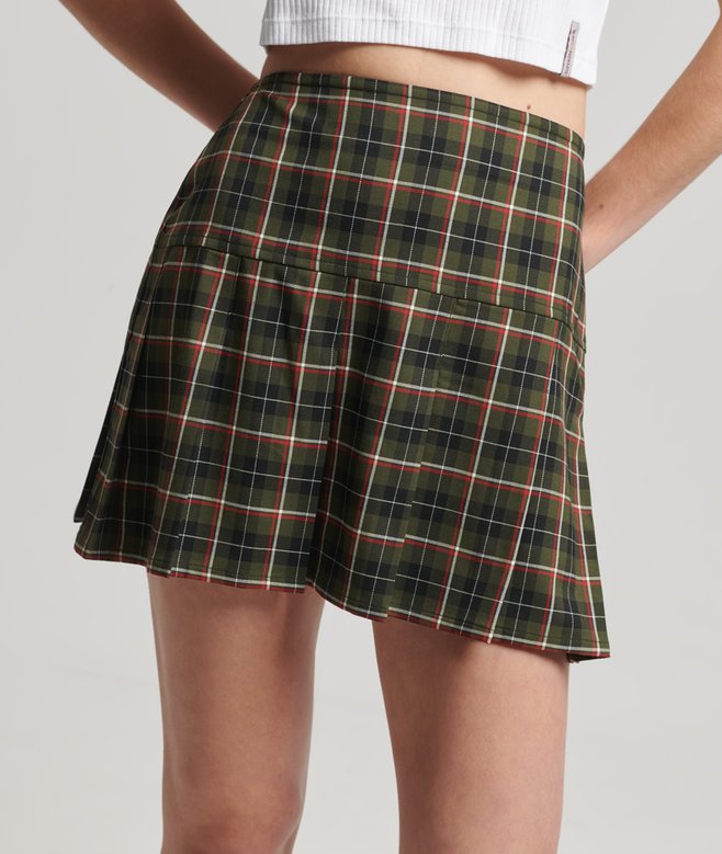 superdry Vintage Tweed Pleat Mini Skirt