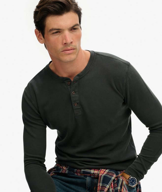 Superdry Waffle Long Sleeve Half Button Top