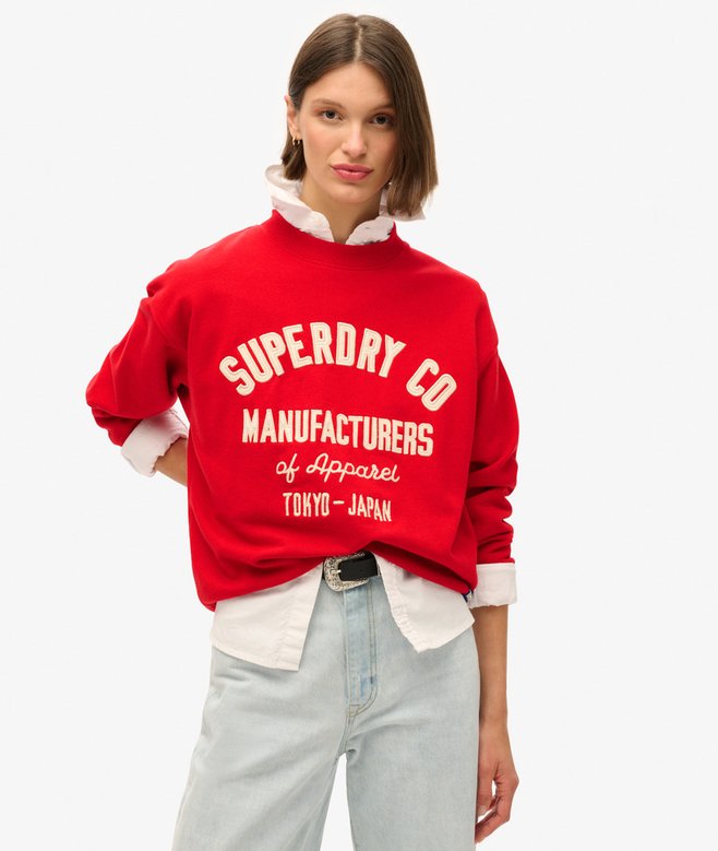 superdry Workwear Embroidered Loose Crew Jumper