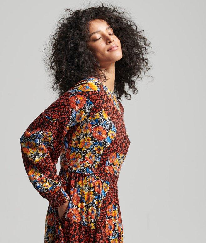 Superdry Woven Long Sleeve Midi Dress