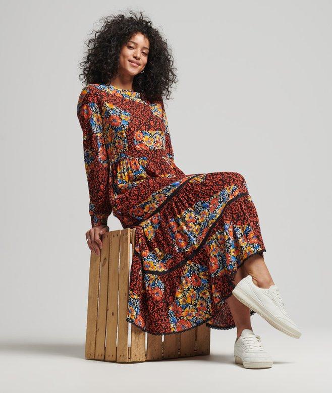 Superdry Woven Long Sleeve Midi Dress