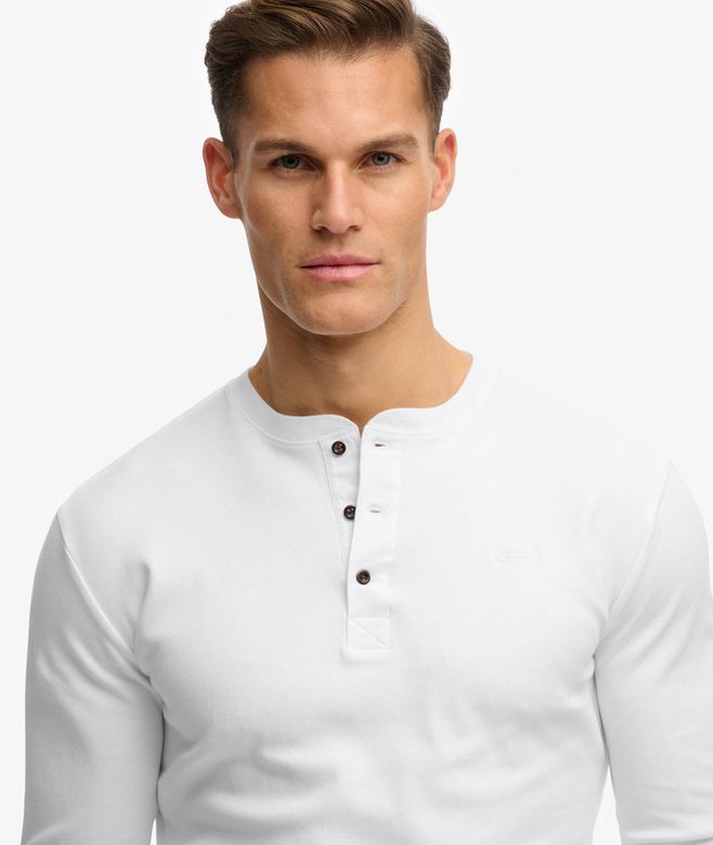 Superdry Vintage Logo Mid Weight Long Sleeve Half Button