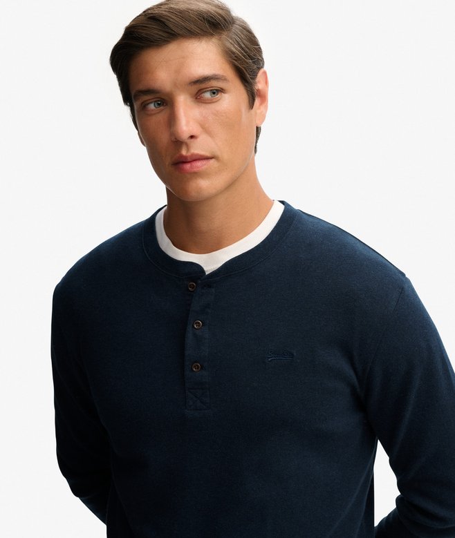 Superdry Vintage Logo Mid Weight Long Sleeve Half Button