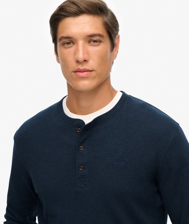 Superdry Vintage Logo Mid Weight Long Sleeve Half Button