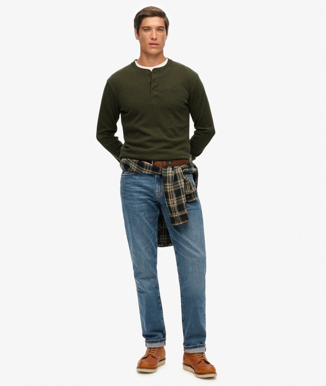 Superdry Vintage Logo Mid Weight Long Sleeve Half Button