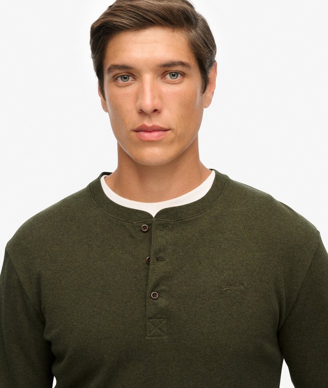 Superdry Vintage Logo Mid Weight Long Sleeve Half Button